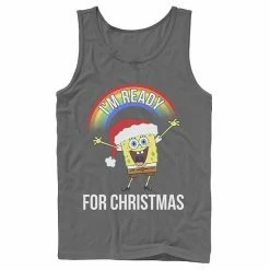 Licensed Character Men's Spongebob I'm Ready For Christmas Rainbow Tank Athletic Heather -Licensed Character Shop unnamed file 26031