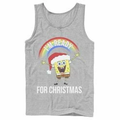Licensed Character Men's Spongebob I'm Ready For Christmas Rainbow Tank Athletic Heather -Licensed Character Shop unnamed file 26032