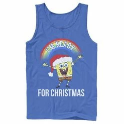 Licensed Character Men's Spongebob I'm Ready For Christmas Rainbow Tank Athletic Heather -Licensed Character Shop unnamed file 26033
