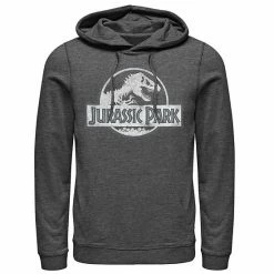 Licensed Character Men's Jurassic Park White Distressed Circle Logo Pullover Hoodie Athletic Heather -Licensed Character Shop unnamed file 26212