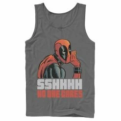 Licensed Character Men's Marvel Deadpool SSHHHH No One Cares Whisper Tank Charcoal -Licensed Character Shop unnamed file 26264