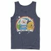 Licensed Character Men's Cartoon Network Adventure Time Finn & Jake Rainbow Banner Tank Top Charcoal