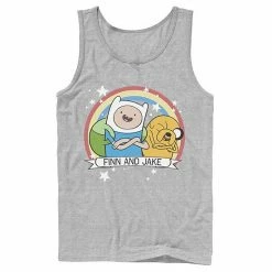 Licensed Character Men's Cartoon Network Adventure Time Finn & Jake Rainbow Banner Tank Top Charcoal -Licensed Character Shop unnamed file 26337