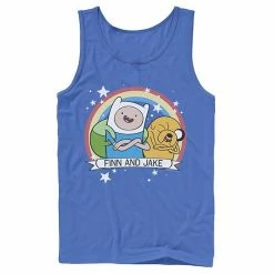 Licensed Character Men's Cartoon Network Adventure Time Finn & Jake Rainbow Banner Tank Top Charcoal -Licensed Character Shop unnamed file 26338