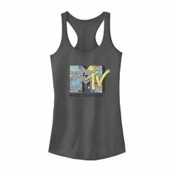 Licensed Character Juniors' MTV 90's Style Pop Art Logo Tank Top Charcoal -Licensed Character Shop unnamed file 26349
