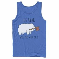 Licensed Character Men's Cartoon Network We Bare Bears Ice Bear Take Care Of It Axe Tank Top Charcoal -Licensed Character Shop unnamed file 26454