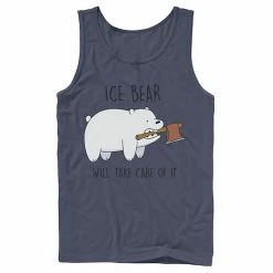 Licensed Character Men's Cartoon Network We Bare Bears Ice Bear Take Care Of It Axe Tank Top Charcoal -Licensed Character Shop unnamed file 26457