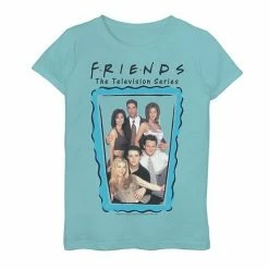 Licensed Character Girls 7-16 Friends Group Shot Blue Frame Portrait Graphic Tee Pink -Licensed Character Shop unnamed file 26516