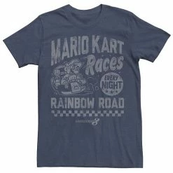 Licensed Character Men's Nintendo Mario Kart Rainbow Road Vintage Tee Navy Heather -Licensed Character Shop unnamed file 2662