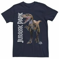 Licensed Character Men's Jurassic Park Velociraptor Full Body Tee Navy