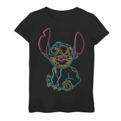 Licensed Character Disney's Lilo & Stitch Girls 7-16 Neon Stitch Outline Graphic Tee