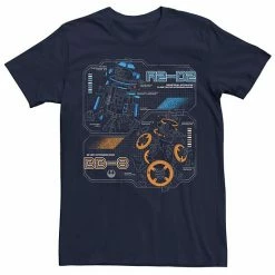Licensed Character Men's Star Wars R2-D2 BB-8 Blue Prints Tee Navy Heather