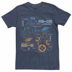 Licensed Character Men's Star Wars R2-D2 BB-8 Blue Prints Tee Navy Heather -Licensed Character Shop unnamed file 26823