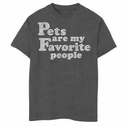 Licensed Character Boys 8-20 Pets Are My Favorite People Simple Distressed Graphic Tee Black