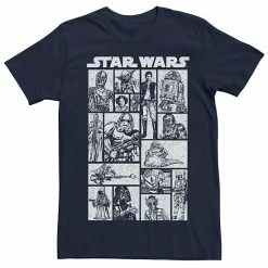 Licensed Character Men's Star Wars Character Sketch Panels Short Sleeve Tee Navy -Licensed Character Shop unnamed file 26878