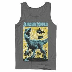 Licensed Character Men's Jurassic World T-Rex Color Pop Retro Poster Tank Top Charcoal -Licensed Character Shop unnamed file 26922