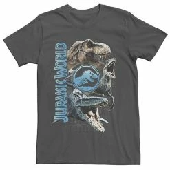 Licensed Character Men's Jurassic World Two Dinosaur Logo Stack Tee Charcoal