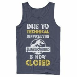 Licensed Character Men's Jurassic World Technical Difficulties Sign Tank Top Royal -Licensed Character Shop unnamed file 26938
