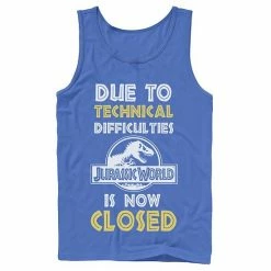 Licensed Character Men's Jurassic World Technical Difficulties Sign Tank Top Royal -Licensed Character Shop unnamed file 26940