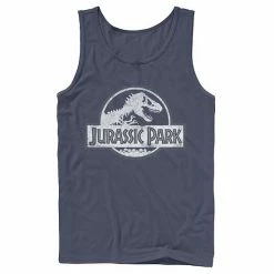 Licensed Character Men's Jurassic Park White Distressed Circle Logo Tank Top Charcoal