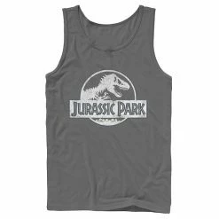 Licensed Character Men's Jurassic Park White Distressed Circle Logo Tank Top Charcoal -Licensed Character Shop unnamed file 26949