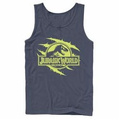 Licensed Character Men's Jurassic World Neon Slash T-Rex Fossil Logo Graphic Tank Top Navy -Licensed Character Shop unnamed file 27002