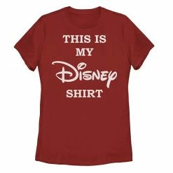 Licensed Character Juniors' Disney This Is My Disney Shirt Chest Logo Tee Red