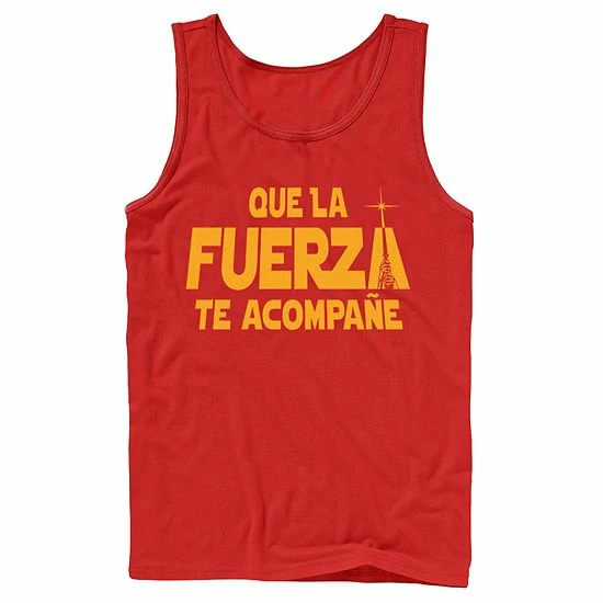 Licensed Character Men's Star Wars Que La Fuerza Te Acompane Yellow Text Tank Red 4 Licensed Character Men's Star Wars Que La Fuerza Te Acompane Yellow Text Tank Red - Image 2