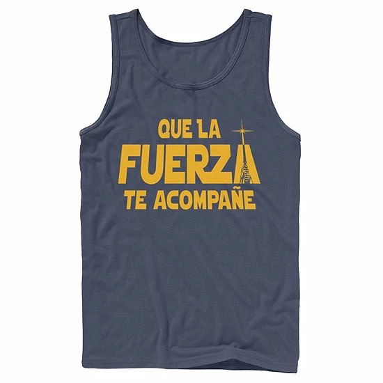Licensed Character Men's Star Wars Que La Fuerza Te Acompane Yellow Text Tank Red 5 Licensed Character Men's Star Wars Que La Fuerza Te Acompane Yellow Text Tank Red - Image 3