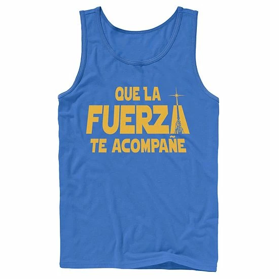 Licensed Character Men's Star Wars Que La Fuerza Te Acompane Yellow Text Tank Red 6 Licensed Character Men's Star Wars Que La Fuerza Te Acompane Yellow Text Tank Red - Image 4