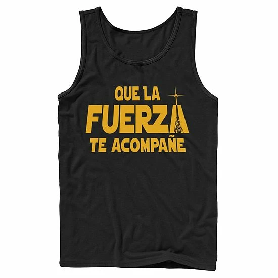 Licensed Character Men's Star Wars Que La Fuerza Te Acompane Yellow Text Tank Red 7 Licensed Character Men's Star Wars Que La Fuerza Te Acompane Yellow Text Tank Red - Image 5