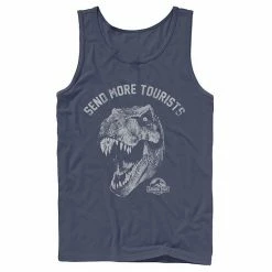 Licensed Character Men's Jurassic Park Tyrannosaurous Says Send More Tourists Tank Navy -Licensed Character Shop unnamed file 27254