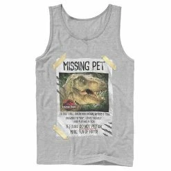 Licensed Character Men's Jurassic Park Missing Pet T-Rex Poster Taped Tank Navy -Licensed Character Shop unnamed file 27259