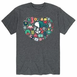 Licensed Character Men's Peanuts Holiday Heart Tee Navy