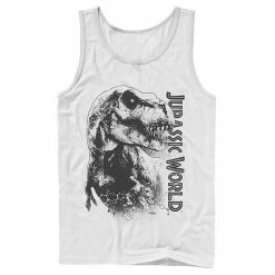 Licensed Character Men's Jurassic World T-Rex Close-Up Portrait Graphic Tank Top White -Licensed Character Shop unnamed file 27394