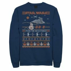 Licensed Character Men's Star Wars Vintage BB-8 Join The Resistance Sweatshirt Navy