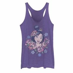 Licensed Character Disney's Mulan Juniors' Floral Portrait Vintage Graphic Tank Tahiti Blue -Licensed Character Shop unnamed file 27423
