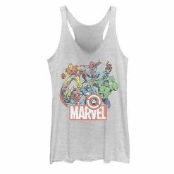 Licensed Character Juniors' Marvel Avengers Team Retro Comic Vintage Tank Top White Heather -Licensed Character Shop unnamed file 27435