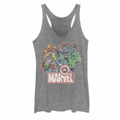 Licensed Character Juniors' Marvel Avengers Team Retro Comic Vintage Tank Top White Heather -Licensed Character Shop unnamed file 27436