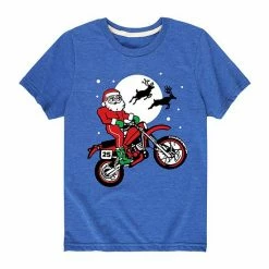 Licensed Character Boys 8-20 Christmas Santa Dirt Bike Graphic Tee