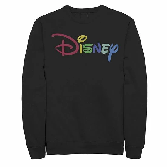Licensed Character Men's Disney Rainbow Logo Sweatshirt Black 6 Licensed Character Men's Disney Rainbow Logo Sweatshirt Black - Image 4