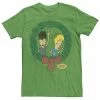 Licensed Character Men's Beavis And Butthead Rock On Christmas Wreath Tee Kelly -Licensed Character Shop unnamed file 27546