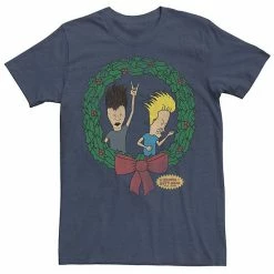 Licensed Character Men's Beavis And Butthead Rock On Christmas Wreath Tee Kelly -Licensed Character Shop unnamed file 27548