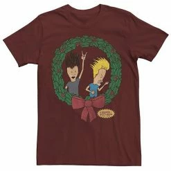 Licensed Character Men's Beavis And Butthead Rock On Christmas Wreath Tee Kelly -Licensed Character Shop unnamed file 27549