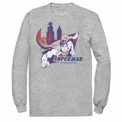Licensed Character Men's DC Comics Superman Daily Planet Skyline Flying Poster Long Sleeve Graphic Tee Athletic Heather -Licensed Character Shop unnamed file 27560