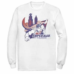 Licensed Character Men's DC Comics Superman Daily Planet Skyline Flying Poster Long Sleeve Graphic Tee Athletic Heather -Licensed Character Shop unnamed file 27562