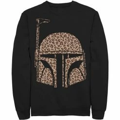 Licensed Character Men's Star Wars Boba Fett Helmet Cheetah Print Fill Sweatshirt Black -Licensed Character Shop unnamed file 27603
