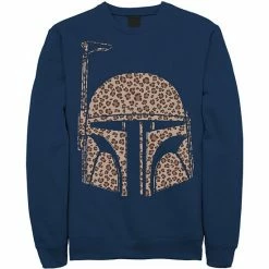 Licensed Character Men's Star Wars Boba Fett Helmet Cheetah Print Fill Sweatshirt Black -Licensed Character Shop unnamed file 27605