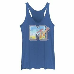 Licensed Character Juniors' MTV Tiny Logo Bright Brushed Tank Top Tahiti Blue -Licensed Character Shop unnamed file 27677