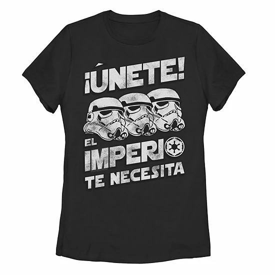 Licensed Character Juniors'Star Wars El Imperio Te Necesita Stormtrooper Tee Black 3 Licensed Character Juniors'Star Wars El Imperio Te Necesita Stormtrooper Tee Black